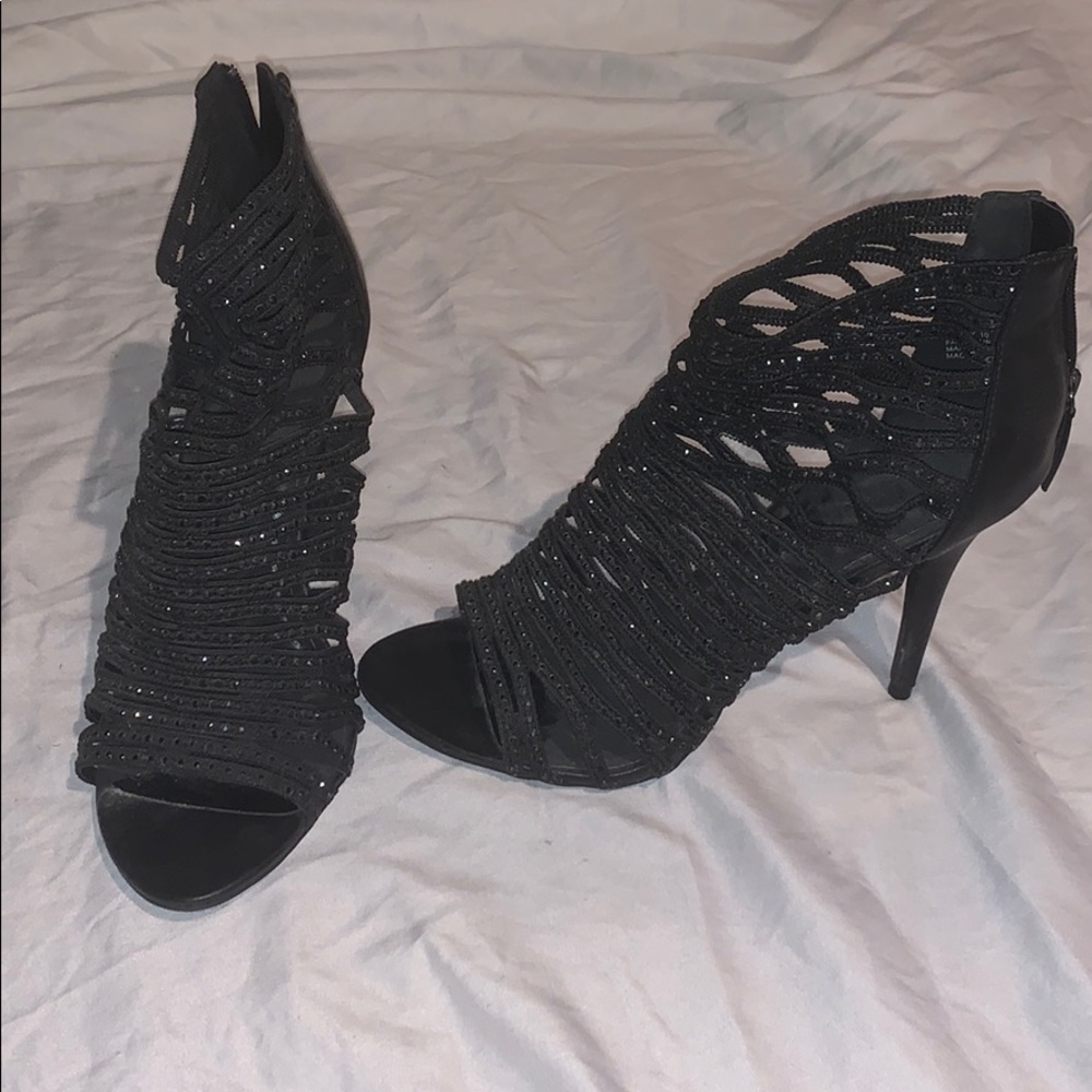 Black strappy heels
